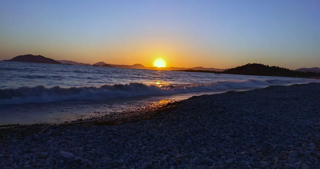 Sunset on the beach in the Karagedik district of Fethiye