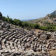 The remains of an amphitheater in the ancient city of Kaunos