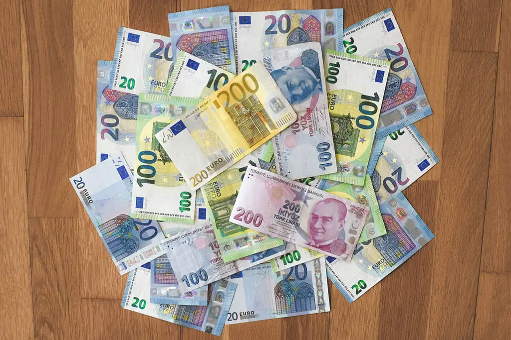 Turkish lira and euro