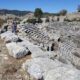 Tourists visit the amphitheater in Selge Ancient City