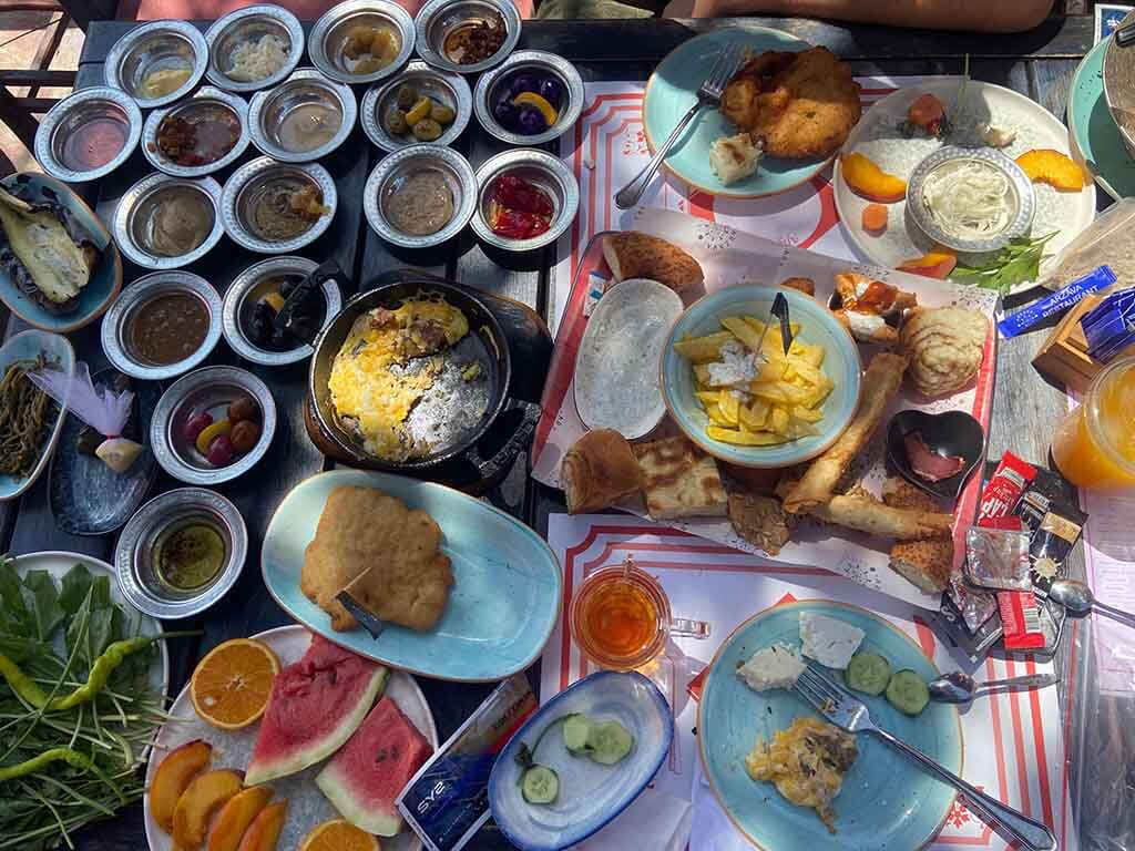 Traditional Turkish breakfast at Arzava Restaurant