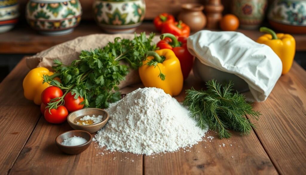 Essential ingredients for Turkish pide bread