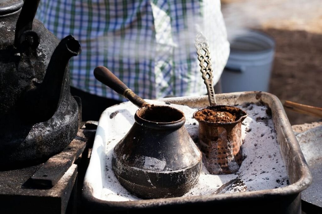 Preparing Turkish coffee